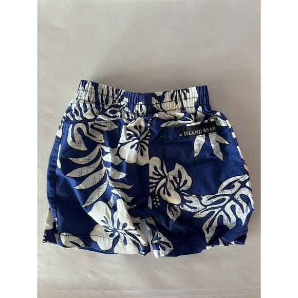 Island Wear Hawaiian Boys Shorts Floral Blue White Size XS - Picture 2 of 7